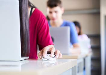 student looking at computer image focusing in on the mouse